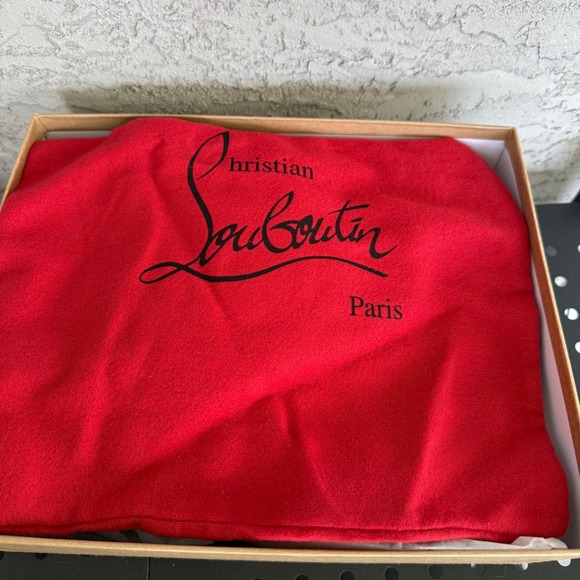 Christian Louboutin Tres Pansy 85 Suede Sandals Womens 42 Red Black Brand NEW - Picture 12 of 12